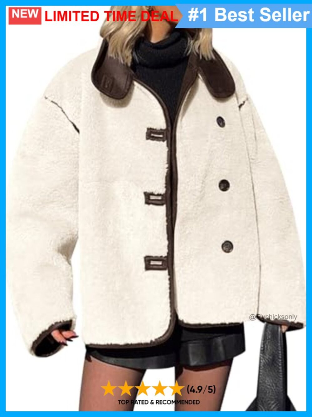 Faux Fur Jacket Warm Winter Stand Collar Button Down Coat